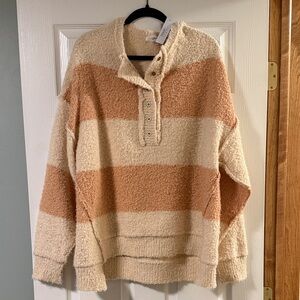 TALULAH Women's Cowl Neck Sweater - Cream and Tan